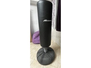 Kick boxing stand and gloves