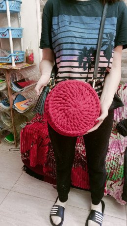 homemade-red-crochet-circle-bag-with-leather-strap-and-tassle-big-3