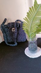 Homemade crochet bag with medal clasp and good handle