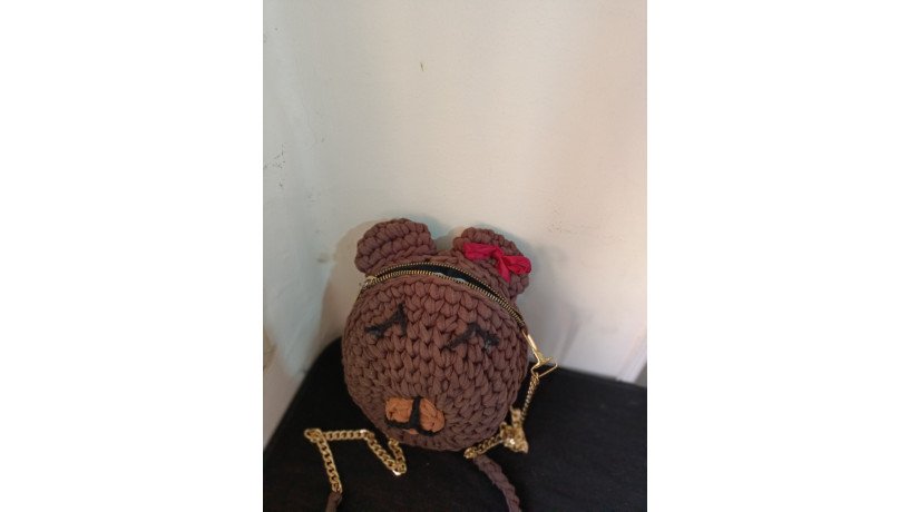 homemade-cute-bear-crochet-brown-bag-with-white-lining-and-zipper-big-1