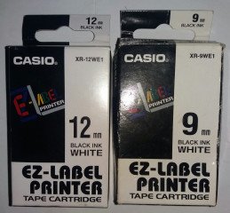 2 علبة شريط ملصقات للطابعات كاسيو يابانى اصلى12mmو 9mm للبيع