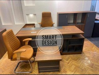 مكتب مدير خشب mdf اسباني مستورد + سايد جانبي + وحده ادراج مقاس 160 بسعر خاص و بجوده عاليه في شركه smart design